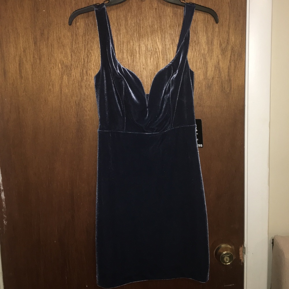 Steel blue velvet dress